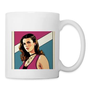 Retro 80s Woman in GTA Comic Style - Mug - white - Right