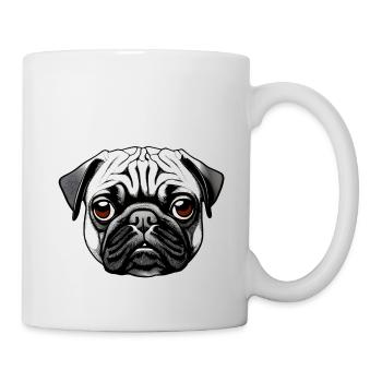 Mops Design Grafik Druck Motiv - Tasse - Weiß - Rechts