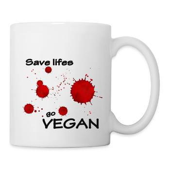 Leben retten, vegan werden - Tasse - Weiß - Rechts