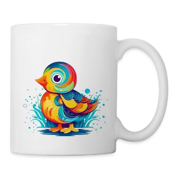 Bunte kleine Ente als Vogel für Kinder - Tasse - Weiß - Rechts