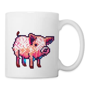 Hausschwein im kultigen Retro 8 BitLook - Tasse - Weiß - Rechts