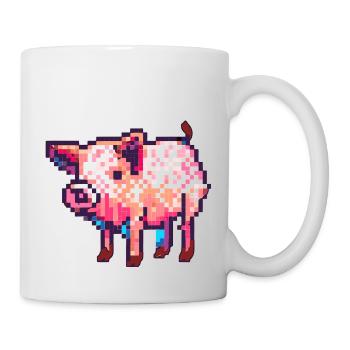 8 bit pig in retro pixel graphic - Mug - white - Right