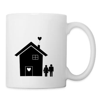 Umzug Hausbau Partnerschaft Hausumbau - Tasse - Weiß - Rechts