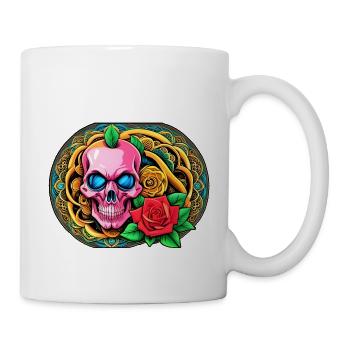 Skulls 'n' Roses - Pink Skull - Tasse - Weiß - Rechts