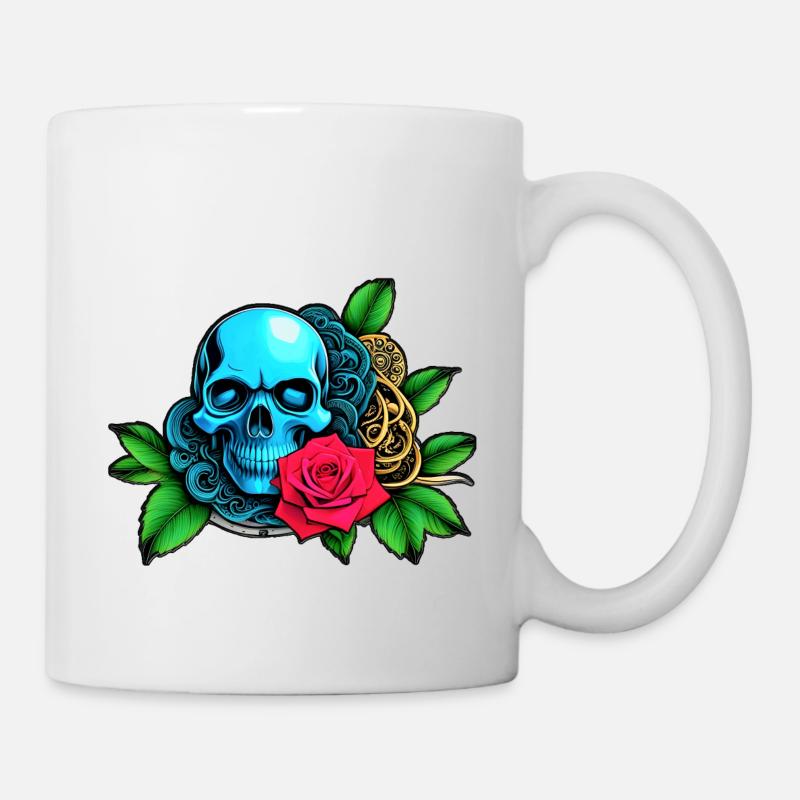 Skulls 'n' Roses - Crâne Bleu - Mug blanc - blanc