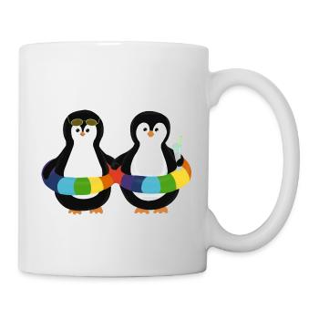 Pinguine im Schwimmring - Tasse - Weiß - Rechts