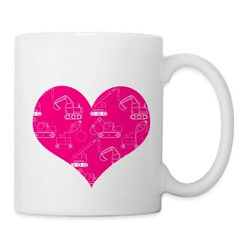 Bagger Baustelle Bauarbeiterin Mädchen I Geschenk - Tasse - Weiß - Rechts