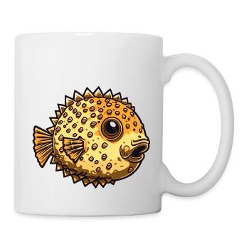 Poisonous little cute puffer fish is inflated - Mug - white - Right