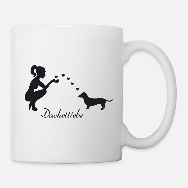 Dackel mit Frau - Tasse - Weiß