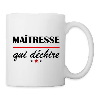 Maîtresse qui déchire, cadeau fin d'année scolaire - Mug blanc - blanc - Droite