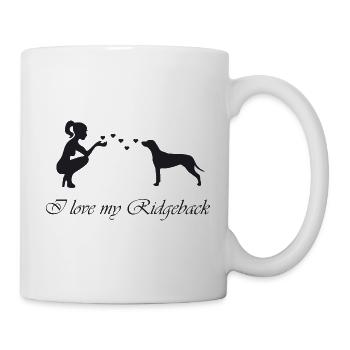 Rhodesian Ridgeback mit Frau - Tasse - Weiß - Rechts