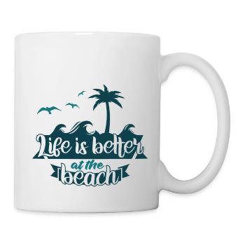Das Leben ist am Strand schöner - Tasse - Weiß - Rechts