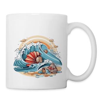 Coquillages dans les vagues - Mug blanc - blanc - Droite