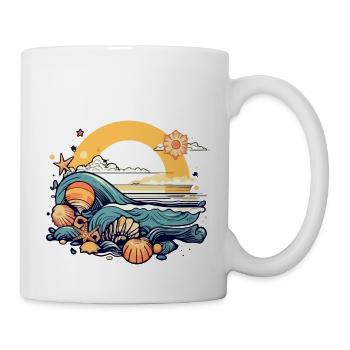 Coucher de soleil sur la mer - Mug blanc - blanc - Droite