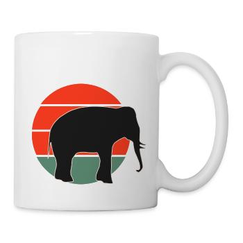 Vintage-Elefanten-Sonnenuntergangsdesign - Tasse - Weiß - Rechts