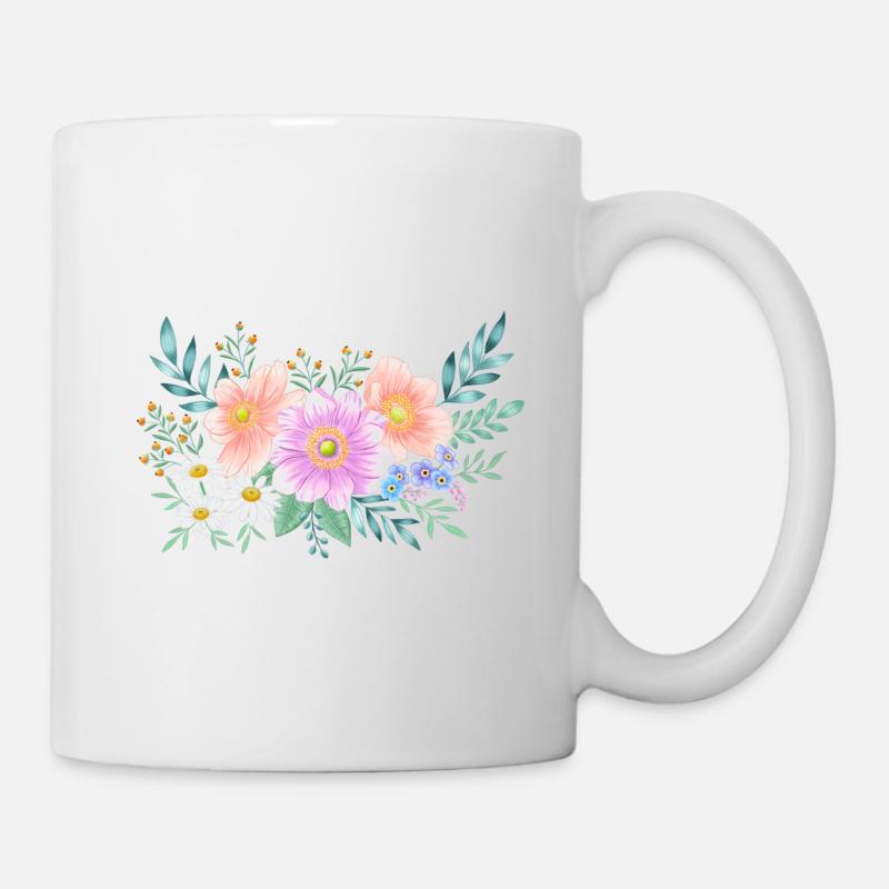 Blumen Rahmen mit viel Platz für eigenen Text - Tasse - Weiß