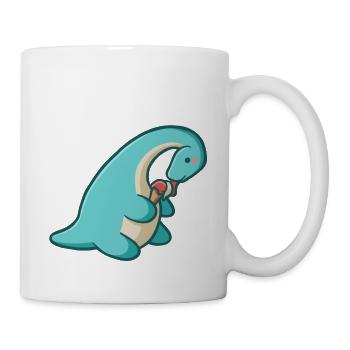 hugadino dino eats ice cream, cute dinosaur - Mug - white - Right