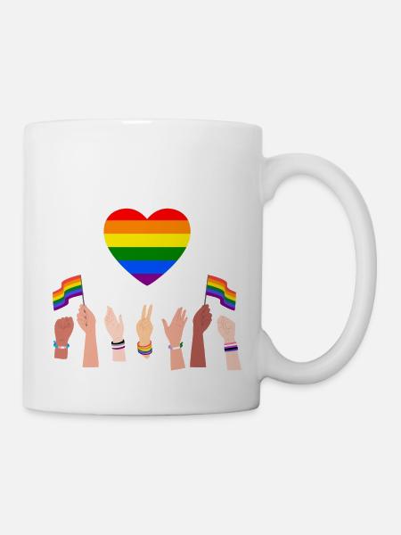 Herz Gay Pride - Tasse - Weiß