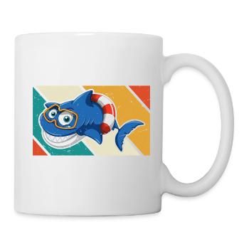 Lustiger Vintage-Hai mit Sonnenbrille Sommer für Hai - Tasse - Weiß - Rechts