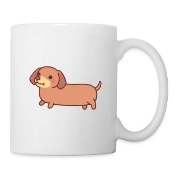 Niedlicher Dackelhund-Welpe - Tasse - Weiß - Rechts
