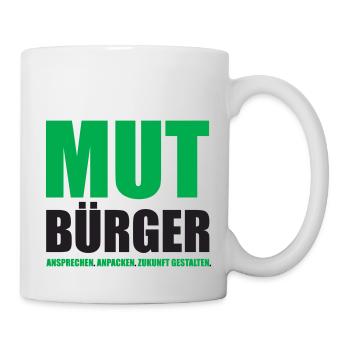 Mutbürger - Ansprechen Anpacken Zukunft Gestalten - Tasse - Weiß - Rechts