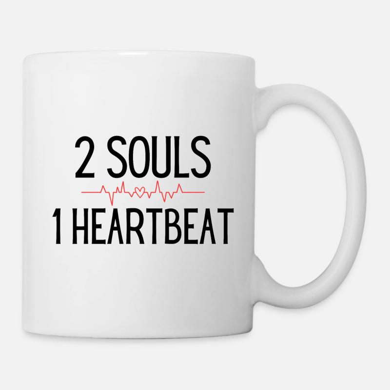 2 Souls, 1 Heartbeat, Love & Relationship - Mug - white
