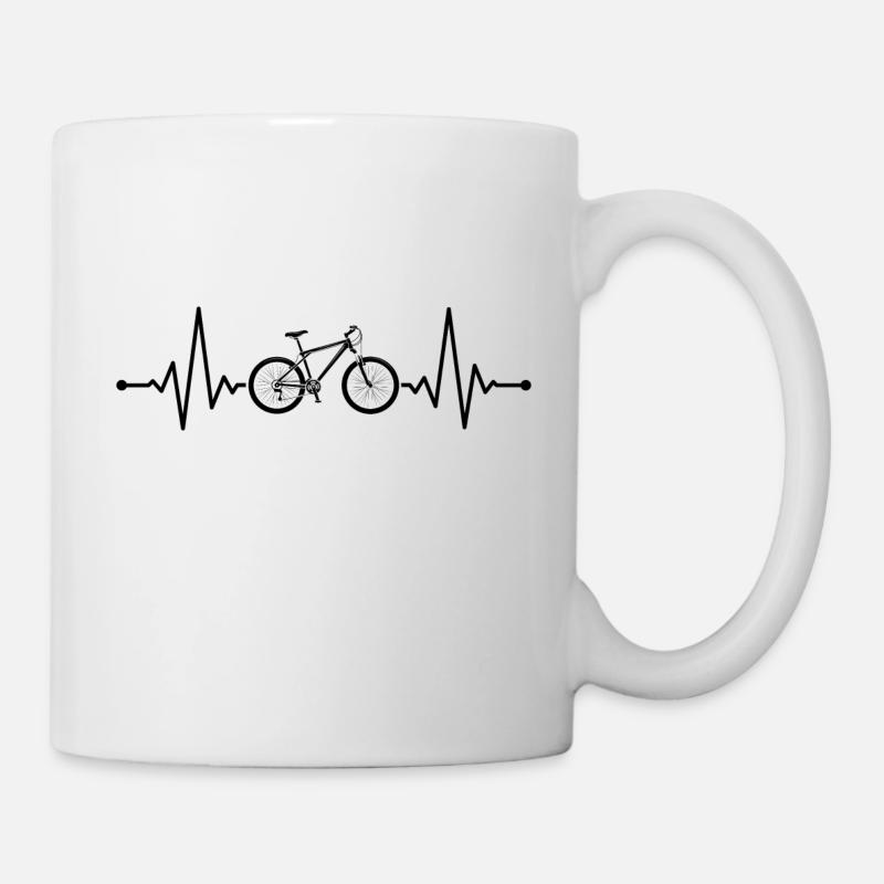 Cycliste Vélo Fréquence Heartbeat Noir - Mug blanc - blanc