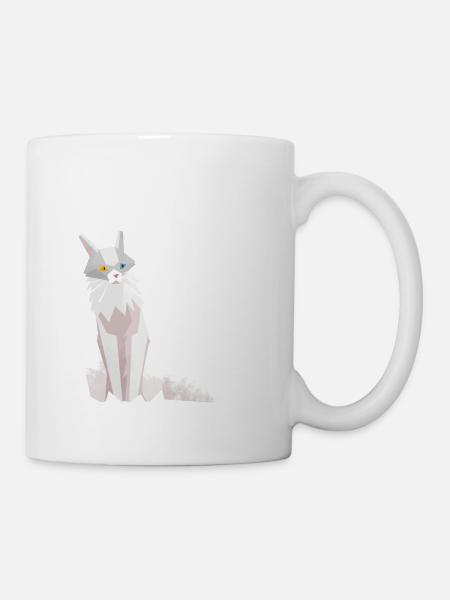 Illustration Katze (Türkisch Angora) - flat cat - Tasse - Weiß