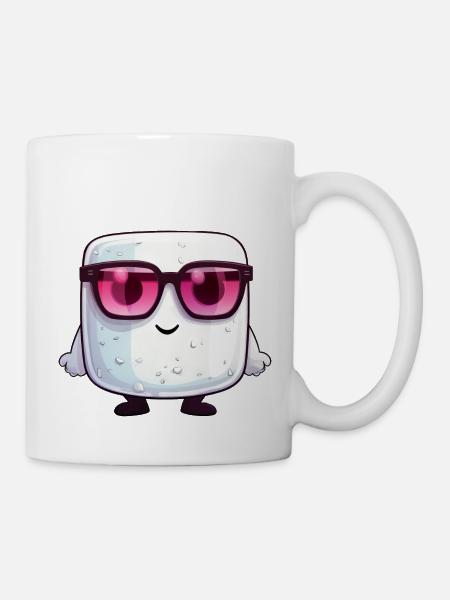 Kawaii Marshmallow mit Sonnenbrille - Kop/krus - hvid