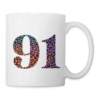 91. Geburtstag Leopard - Tasse - Weiß - Rechts