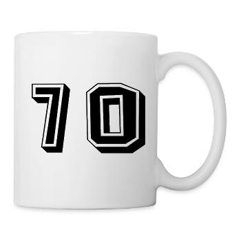 70. 70 JAHRE. 70-JÄHRIGES JUBILÄUM. GEBURTSTAG 70 JAHRE. - Tasse - Weiß - Rechts