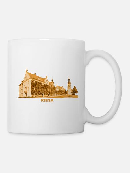 Riesa Rathaus Elbe Meißen Sachsen - Tasse - Weiß