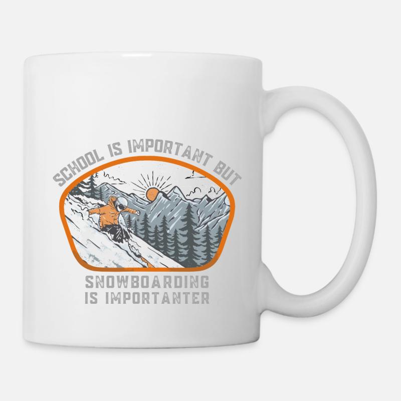 L’école est importante, mais la planche à neige est importante - Mug blanc - blanc