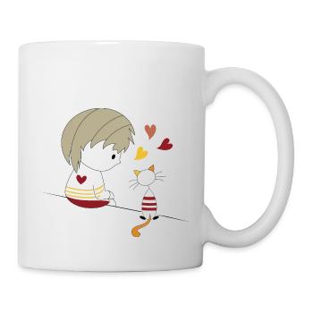 Loris & Sissi sitzendes Herz - Tasse - Weiß - Rechts