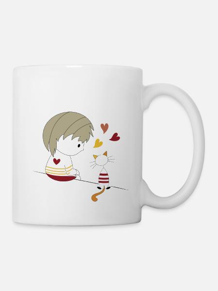 Loris & Sissi Sitting Heart - Mug - white