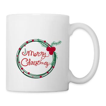 Couronne de baies de houx de Noël - Mug blanc - blanc - Droite