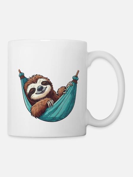Faultier in der Hängematte Pyjama Schlaf - Tasse - Weiß