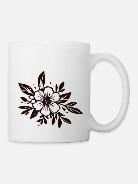 Blumendekoration - Tasse - Weiß