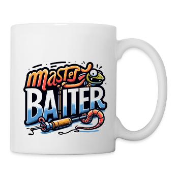 Humorvolles "Master Baiter" T-Shirt mit Angelmotiv - Tasse - Weiß - Rechts