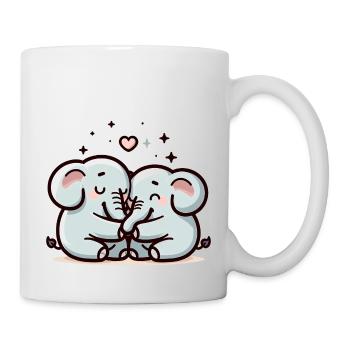 Two Elephants In Love - Tasse - Weiß - Rechts