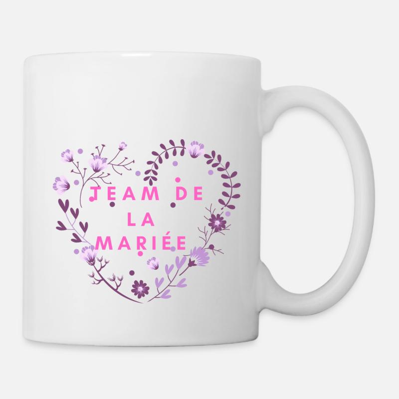 team de la mariée coeur floral - Mug blanc - blanc