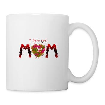 I love you, MOM. Abstract colorful watercolor artist - Mug - white - Right