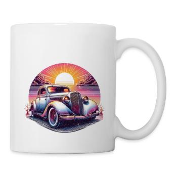 Oldtimer Sonnenuntergang - Tasse - Weiß - Rechts