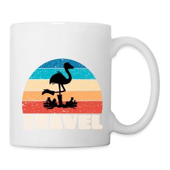 Coucher de soleil vintage de voyage à l’ombre d’un flamant rose - Mug blanc - blanc - Droite