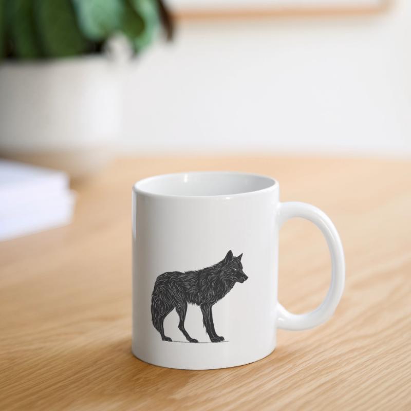 Wilder Wolf - Schwarzer Wolf T-Shirt oder Pullover Tasse