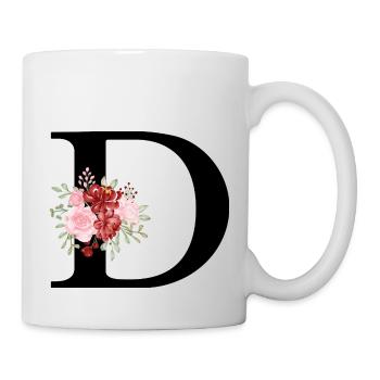 Red Floral Letter D - Mug - white - Right