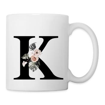 Tropischer floraler K-Buchstabe - Tasse - Weiß - Rechts