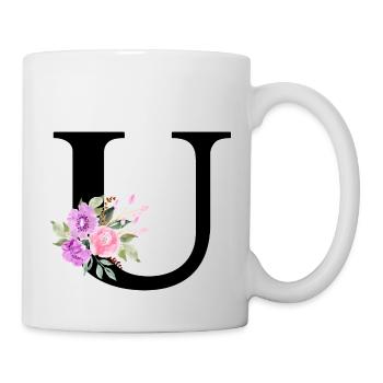 Lila Blumenbuchstabe u - Tasse - Weiß - Rechts