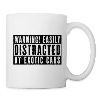 Avertissement Facilement distrait par les voitures exotiques - Mug blanc - blanc - Droite