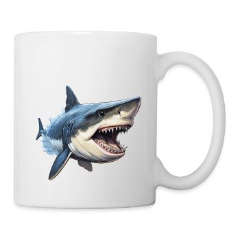 Hai gefrässig - Tasse - Weiß - Rechts